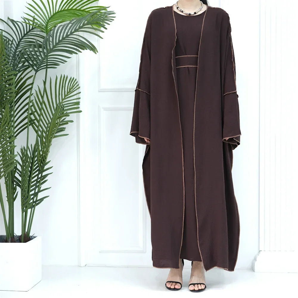 Modest Casual for Women Muslim Open Abaya Cardigan Maxi Dresses Turkey Arab Robe Eid Party Ramadan Dubai Kimono Caftan Jalabiya