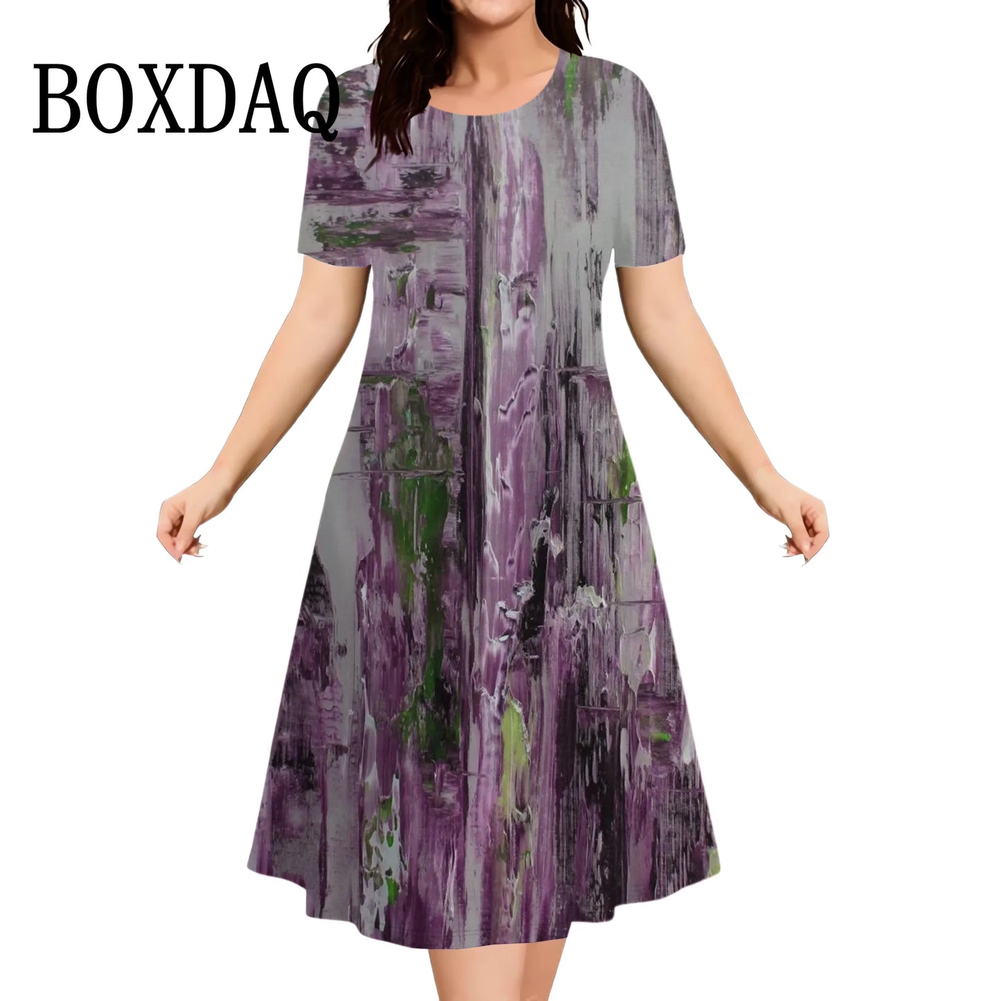 Retro Women's Painted Tie Dye 3D Print Dress Summer Plus Size Clothing Casual Streetwear Short Sleeve Dress Loose Large Size 9XL