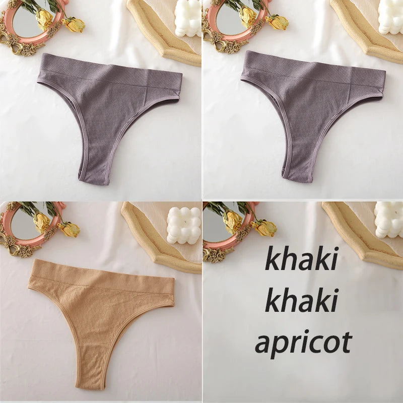 3PCS/Set High Waisted Seamless Women's Panties FINETOO Underwear Women Comfortable Female Underpants Solid Color Pantys Lingerie