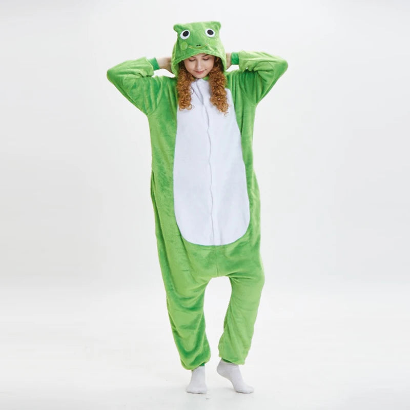 Kawaii Warm Flannel Animal Cartoon Onesies Sleepwear Adult Kids One-Piece Pajamas Jumpsuit Homewear Nightgown Cosplay Costume