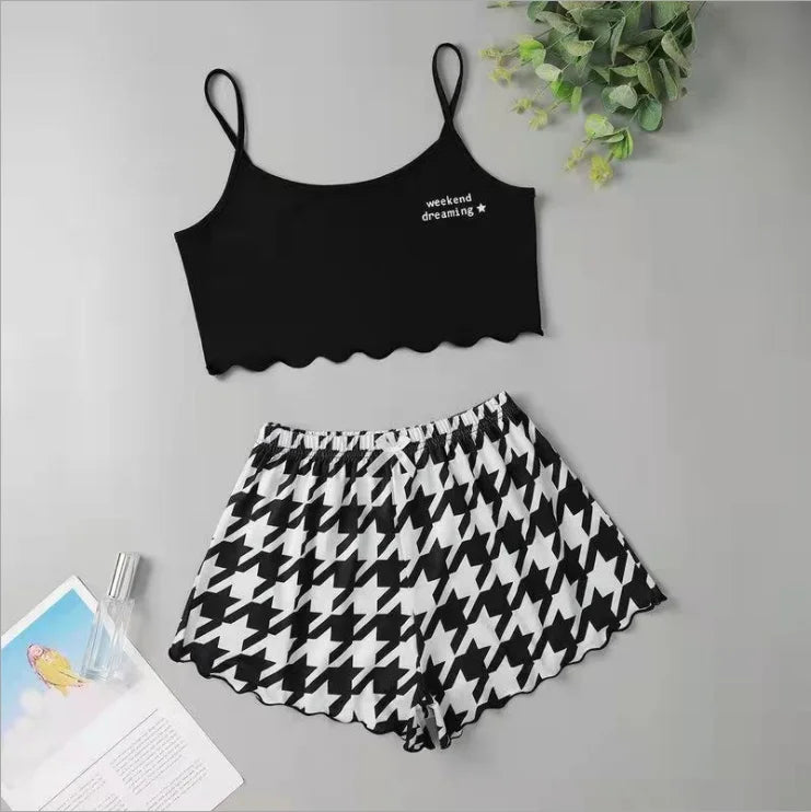 Hot Women's Sleepwear Cute Cartoon Print Short Set Pajamas for Women Pajama Set Sweet Short Sleeve V-Neck & Shorts Summer Pijama