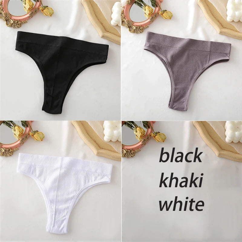 3PCS/Set High Waisted Seamless Women's Panties FINETOO Underwear Women Comfortable Female Underpants Solid Color Pantys Lingerie