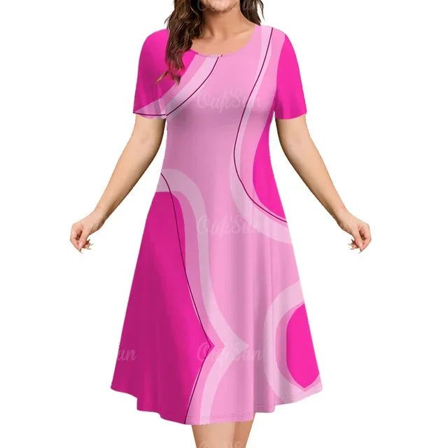 7XL 8XL 9XL Plus Size Woman Clothing Spring Summer Women Short Sleeve Loose Dress Fashion 3D Printing Casual Classy A-Line Dress