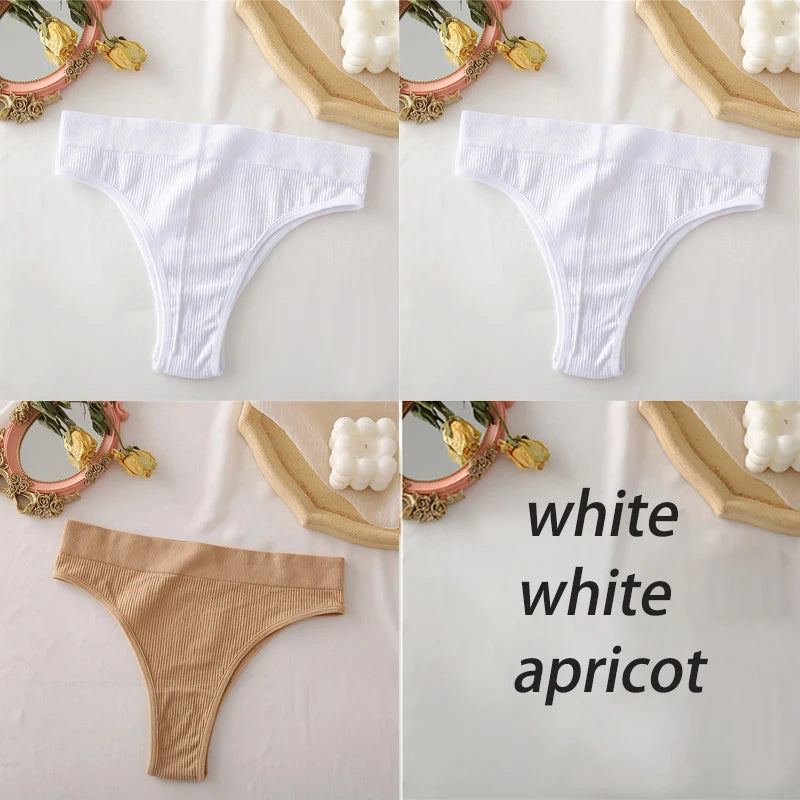 3PCS/Set High Waisted Seamless Women's Panties FINETOO Underwear Women Comfortable Female Underpants Solid Color Pantys Lingerie