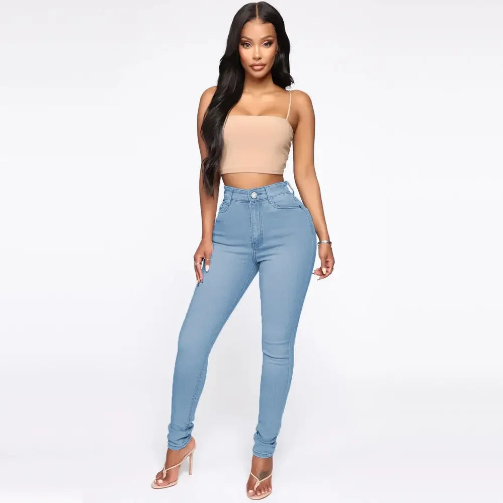 Tight Plus Size High Waist Jeans Women Clothing Vintage Streetwear Denim Pants Y2k Blue Black Elastic Trouser Cargo Jeans New