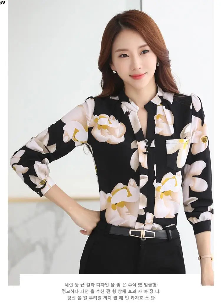 Shirts Fashion New Women Tops Ladies Top V-Neck Slim Chiffon Blouse Clothing 2023 Office Work Wear Women Shirt Plus Size Blusa