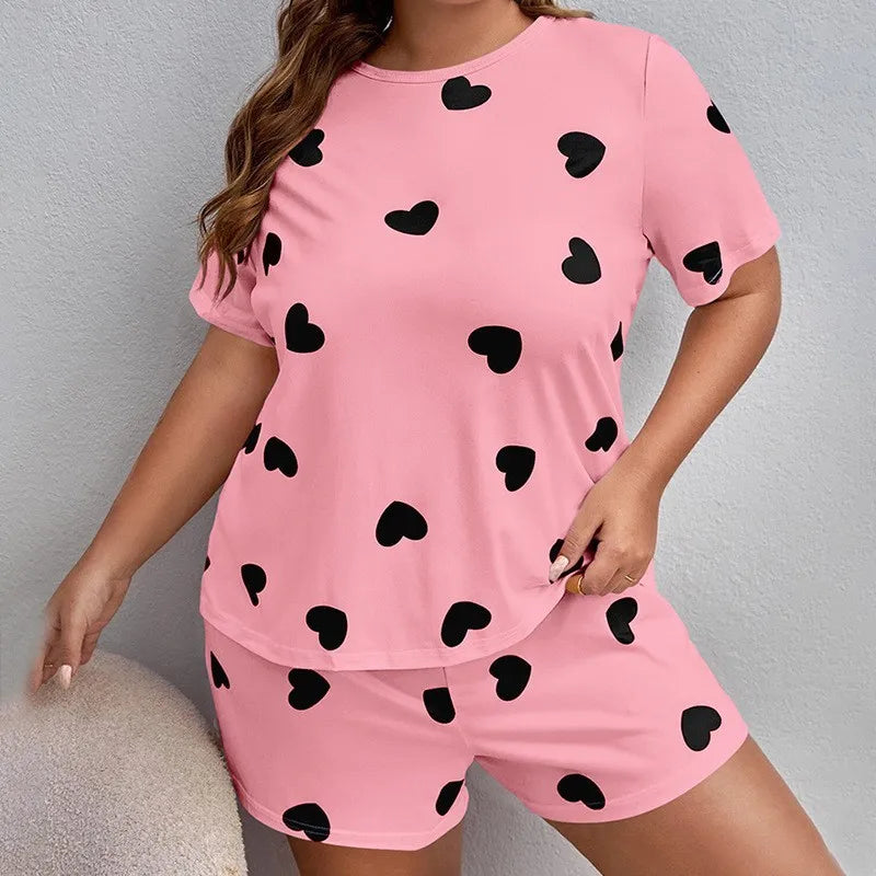 2024 Women's Printing Plus Size Crop Pajama Sets Shorts Set Daily Women Home Clothing Outfit Lounge Pijama Sleepwear 2 Piece Set