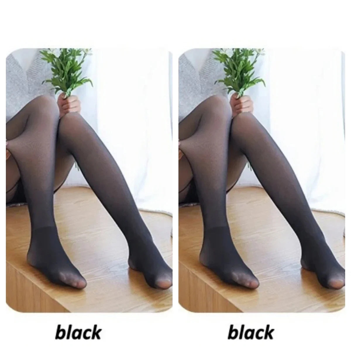 2PCS Plus Size Women's Fleece Warm Winter Tights Leggings Thick Fleece Panty Fake Translucent Pantyhose Thermal Stockings Woman