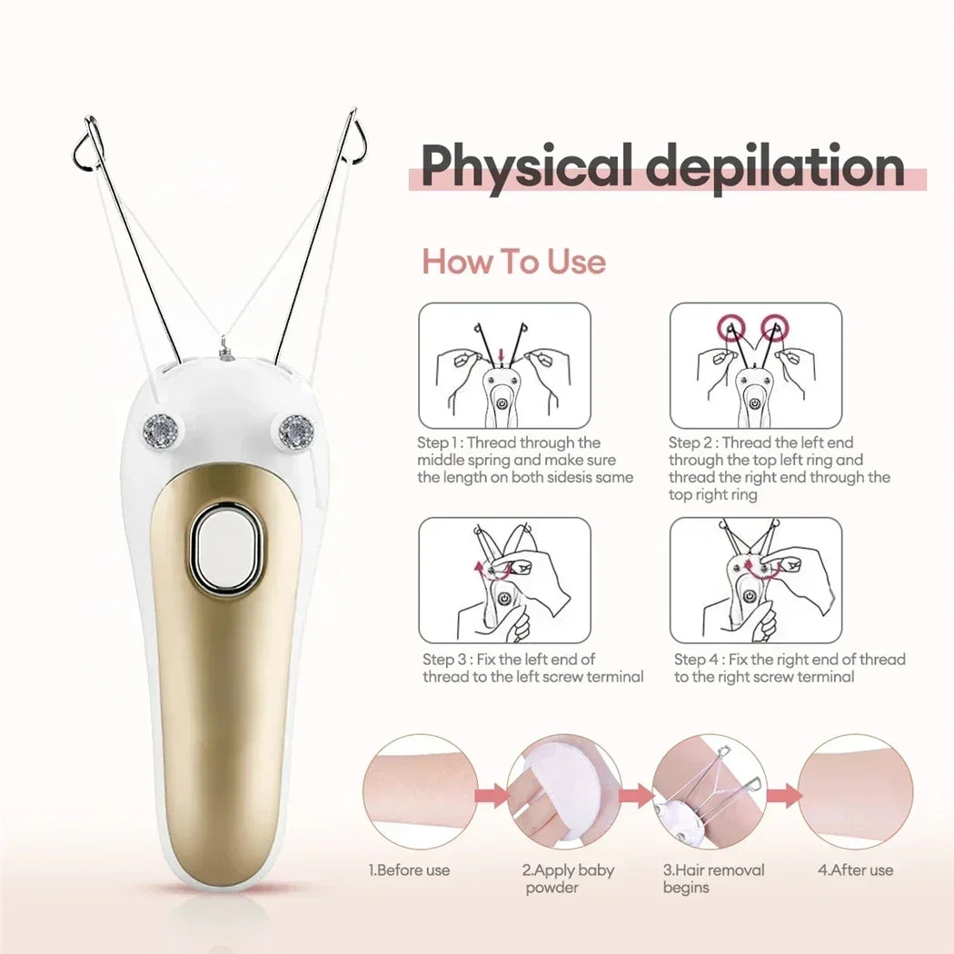 Women Electric Epilator Cotton Thread Depilator Body Facial Hair Removal Defeatherer Lady Shaver Face Hair Remover Body Beauty