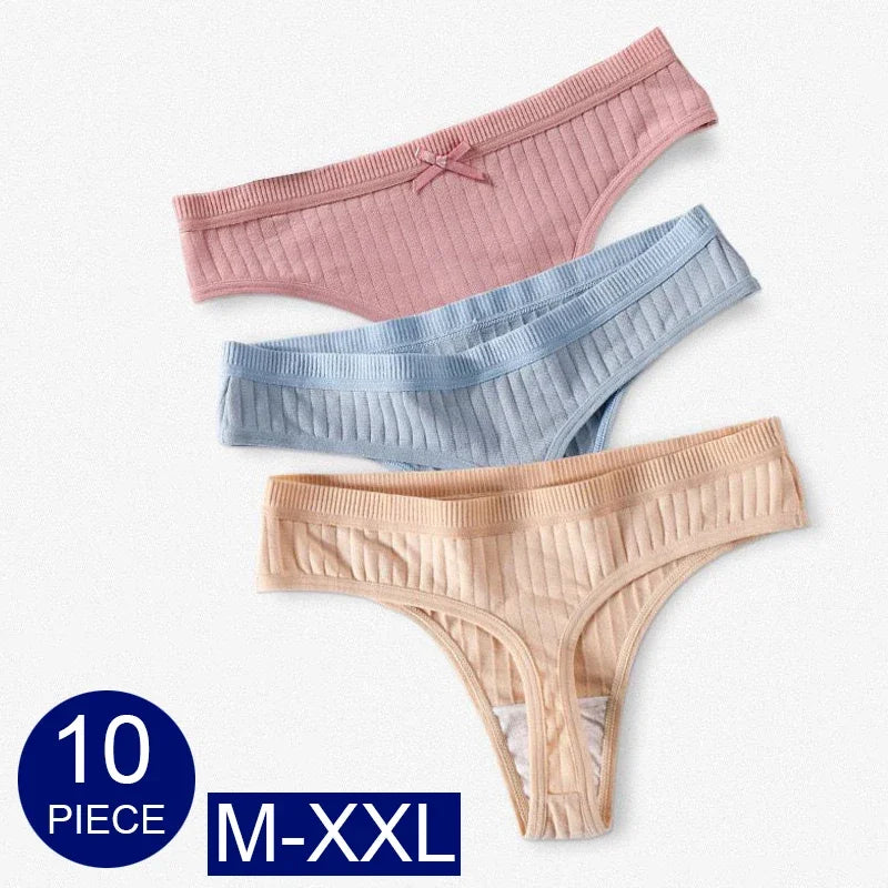 10 Pcs/Set Cotton Low Waist Panties G-Strings