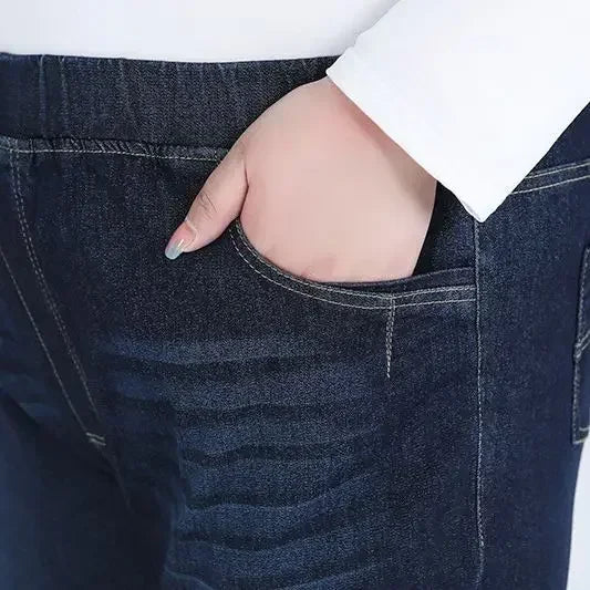 Plus Size Jeans Women's Mom Clothing Ankle Length Stretched Slim Fit 9XL 8XL 7XL Female Denim Trousers 6XL Girl High Waist Pants