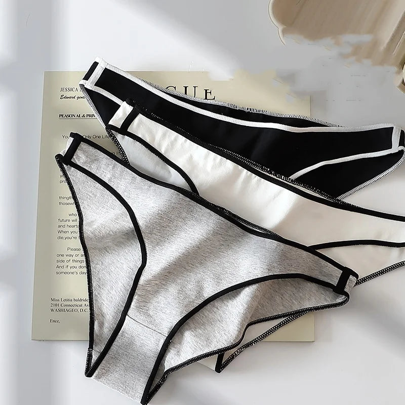 3PCS/Set Women's Panties Cotton Sports Style Low Waist Seamless High Elastic Bikini Bries Plus Size 5XL Underpants