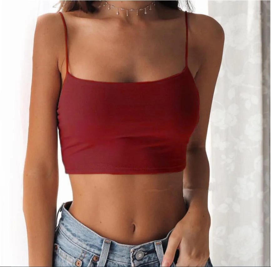 Summer Camisole Crop Tops Sleeveless Slim Sling