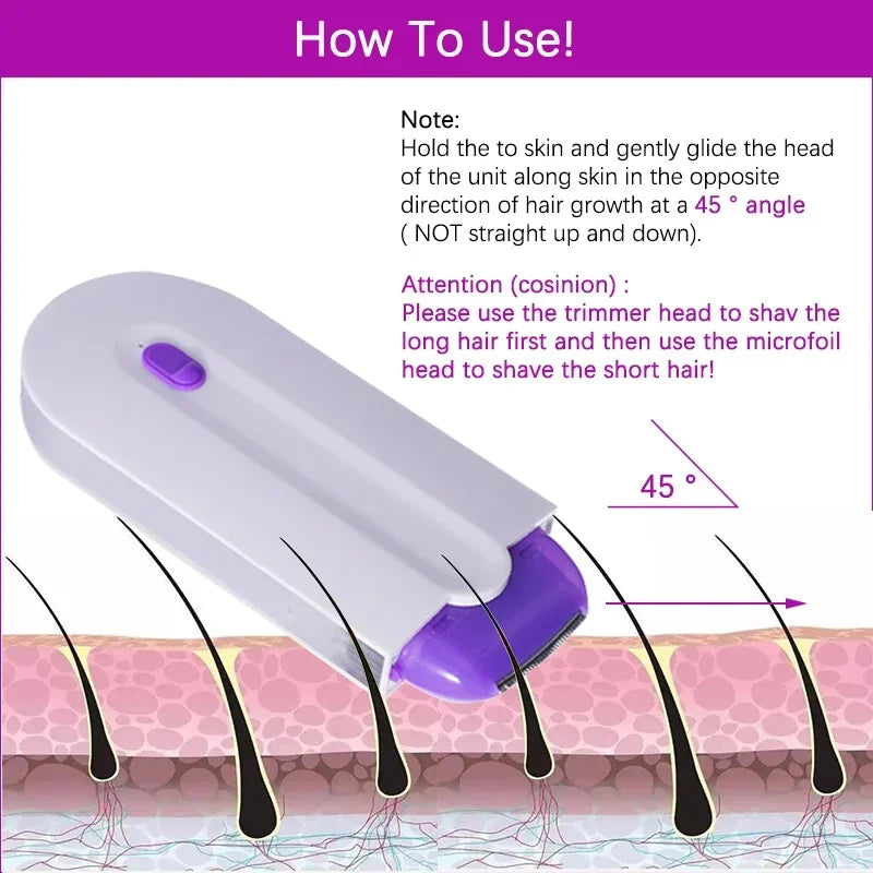 Home Used Painless Skin Touch Tactile Hair Trimmer For Women Face Leg Bikini Hand Body Electric Shaver Hair Removal Epilator