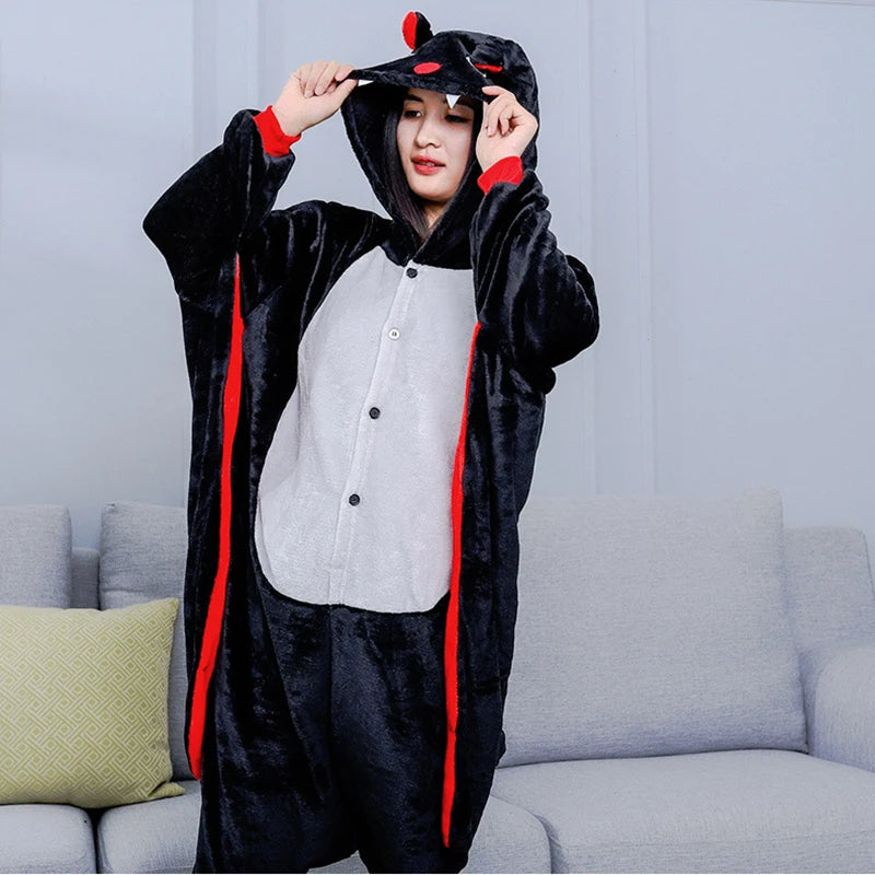 Bat Sleepwear Nightgown Adult Onesie Lingerie Bodysuits Kigurumi Animal Costume Homewear Halloween Cosplay Nightie Pajamas