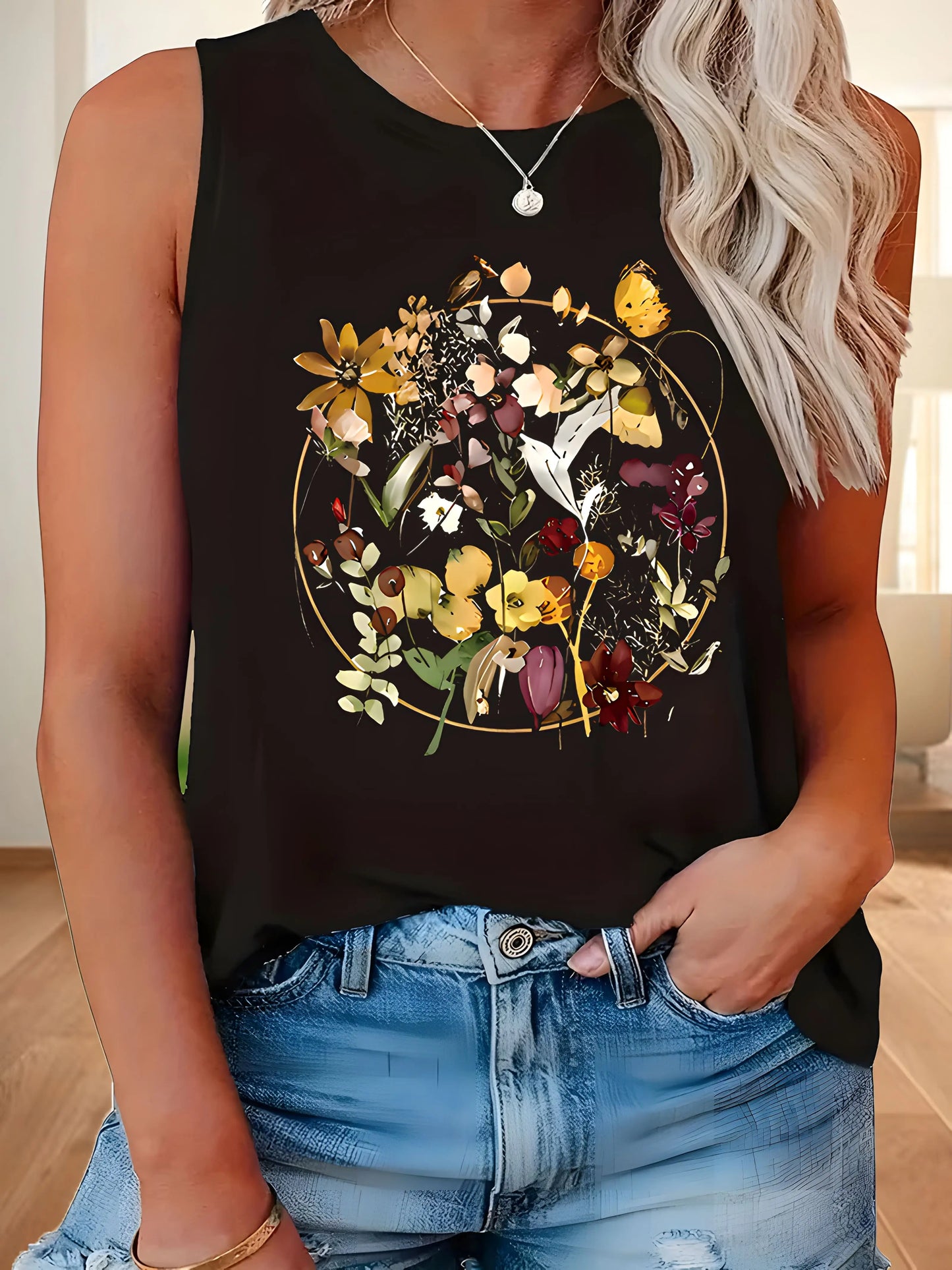 L-5XL Plus Size Women Tank Tops Sleeveless Print Loose Elastic Summer Clothing Fashion Lady Black Oversize Vest 2024