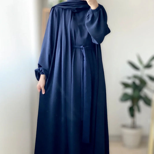 Muslim Woman Set 2 Piece Abaya Kimono with Sleeveless Inner Dress Matching Suit Sets Dubai Turkey Ramadan Modest Islamic Outfits