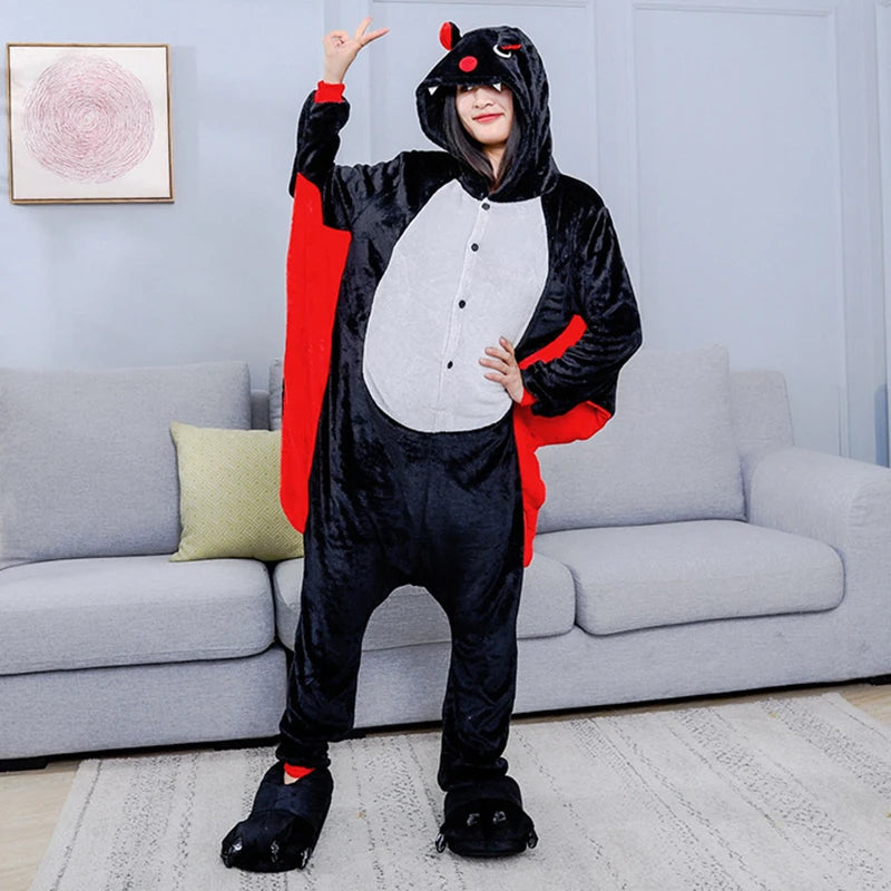 Bat Sleepwear Nightgown Adult Onesie Lingerie Bodysuits Kigurumi Animal Costume Homewear Halloween Cosplay Nightie Pajamas