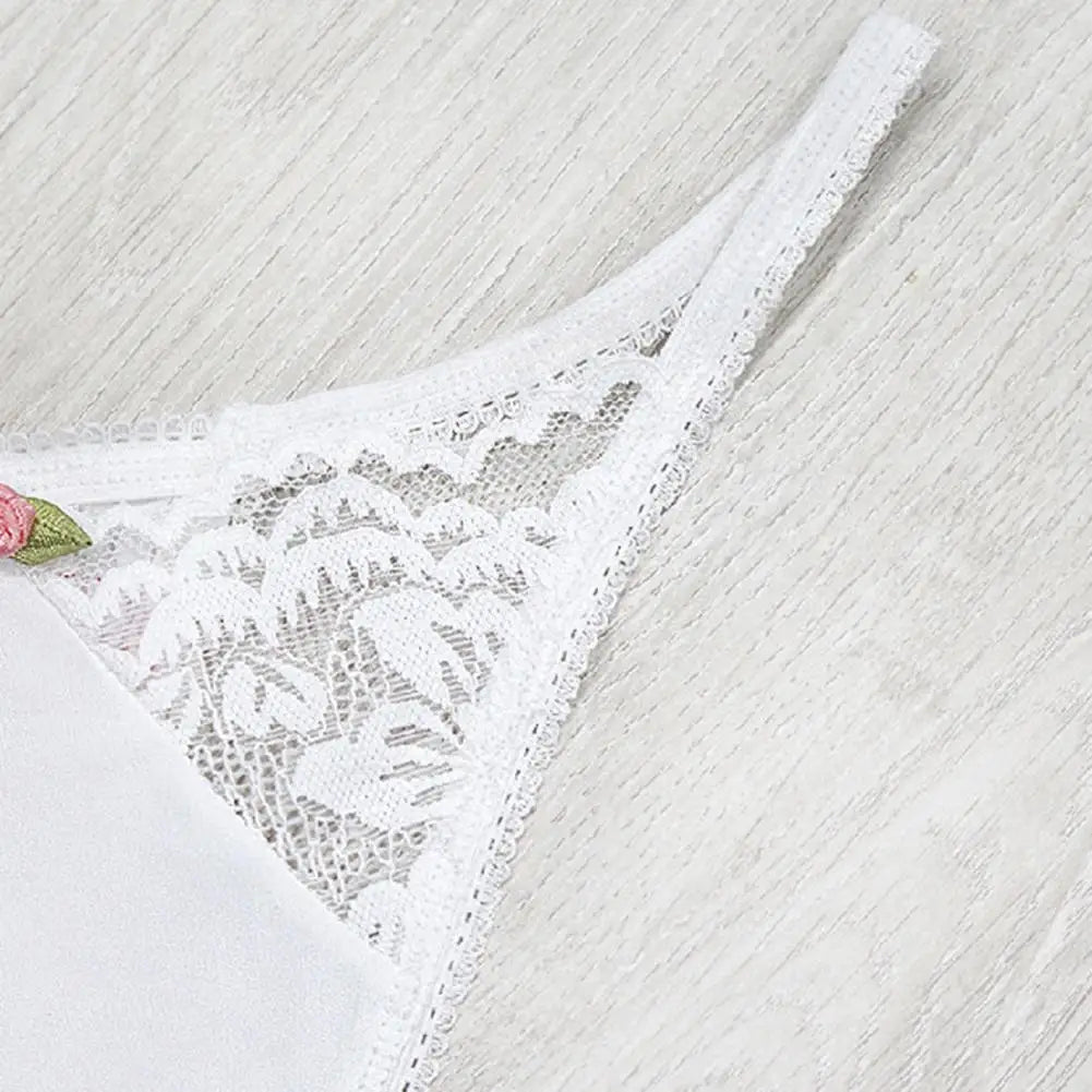 Women Panties High Waist Lace Hollow Out Elastic Seamless Anti-septic Spaghetti Strap Underpants