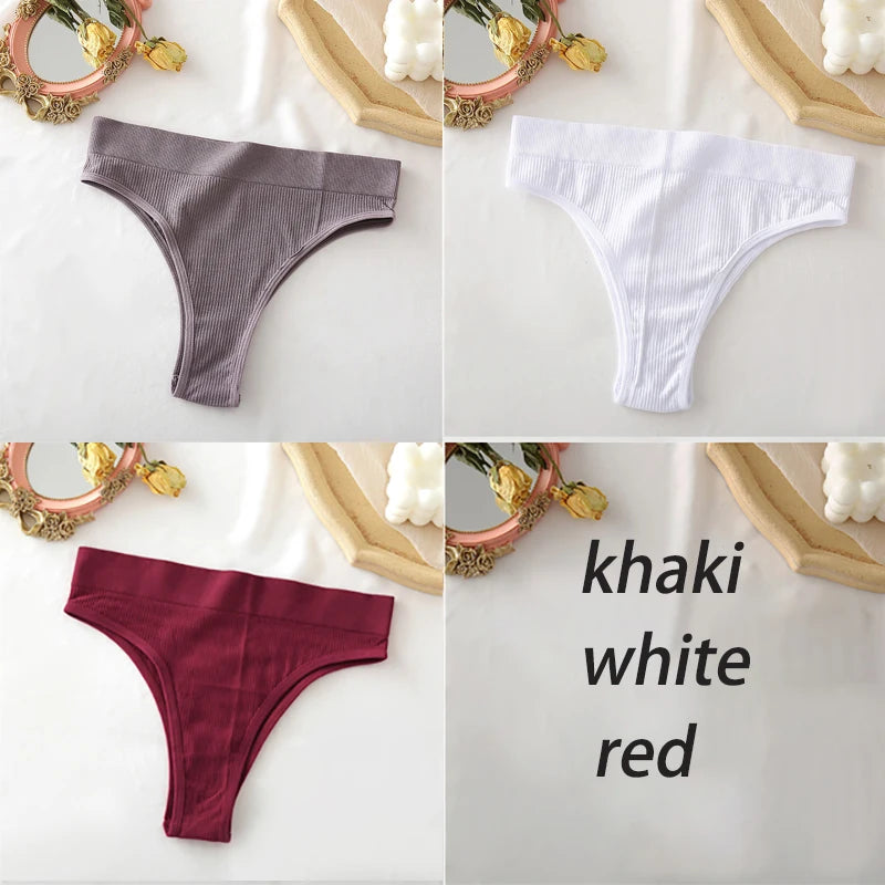 3PCS/Set High Waisted Seamless Women's Panties FINETOO Underwear Women Comfortable Female Underpants Solid Color Pantys Lingerie