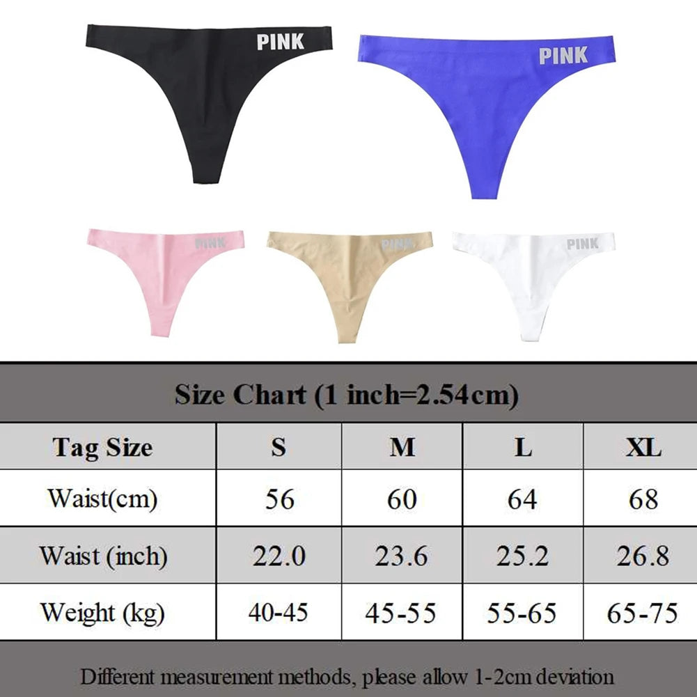 Female Thongs Smooth Letter Solid Color Underwear 1 Pc Elastic G-string High Stretch Ice Silk Low-Waist Fashion