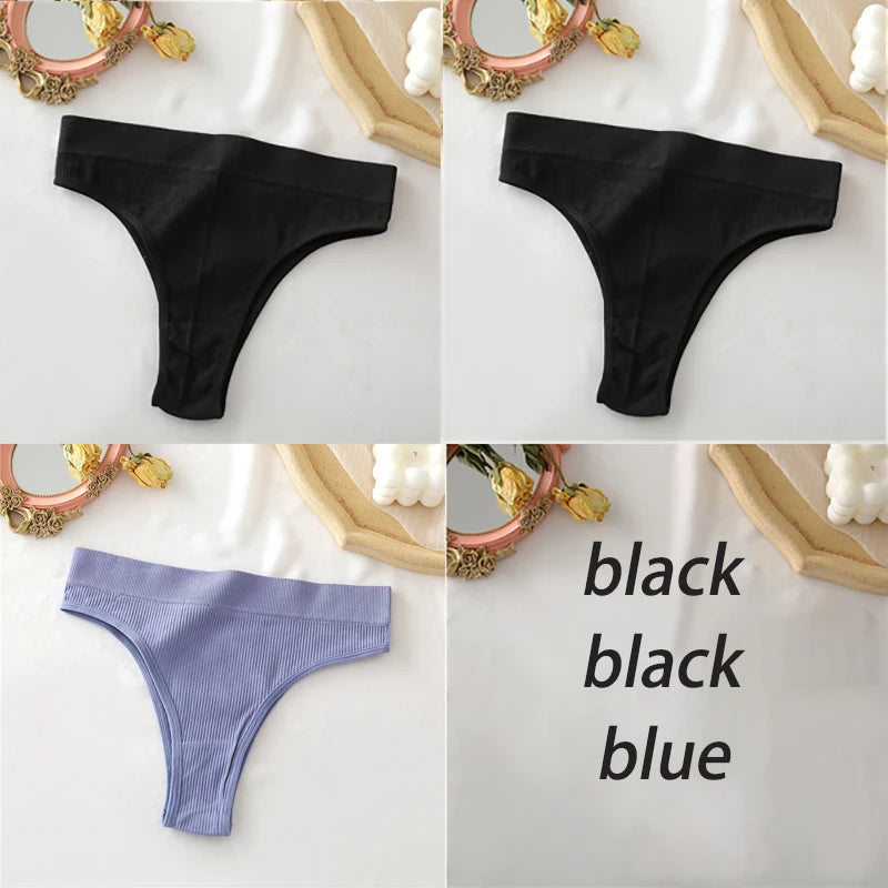 3PCS/Set High Waisted Seamless Women's Panties FINETOO Underwear Women Comfortable Female Underpants Solid Color Pantys Lingerie