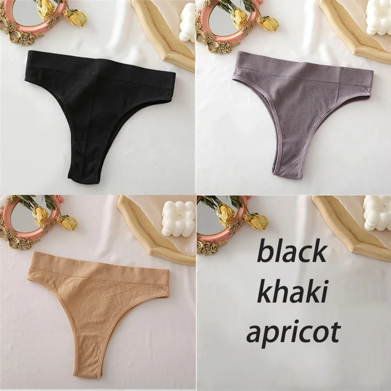 3PCS/Set High Waisted Seamless Women's Panties FINETOO Underwear Women Comfortable Female Underpants Solid Color Pantys Lingerie