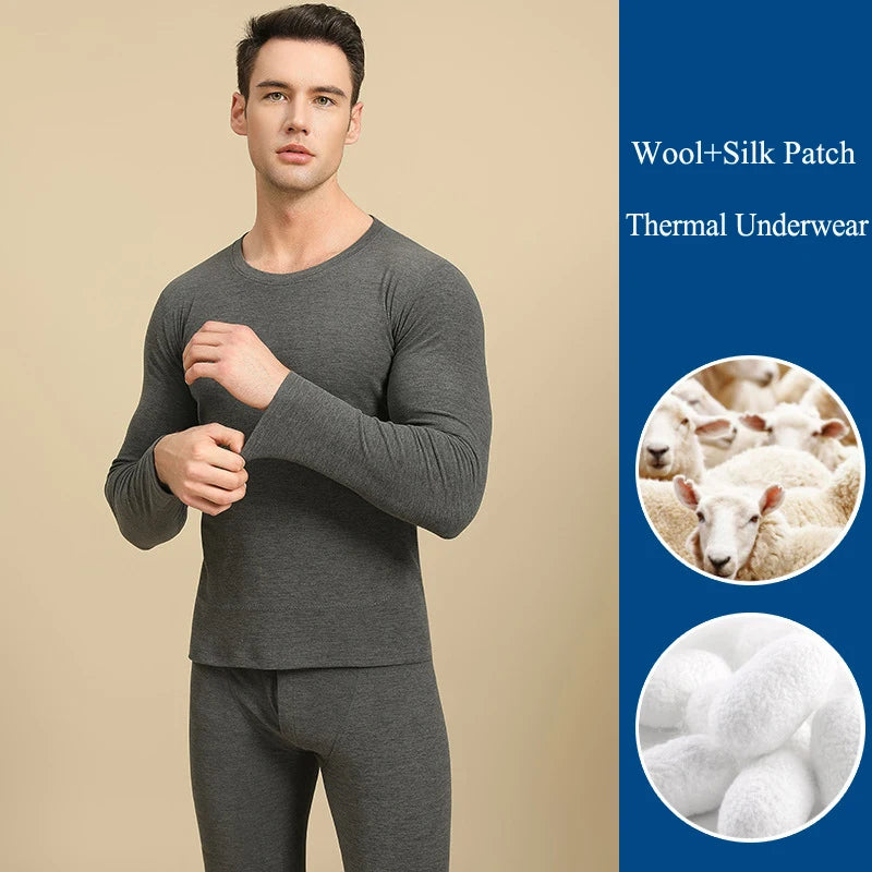 Thermal underwear Winter Warm Tops Cashmere Silk Patch