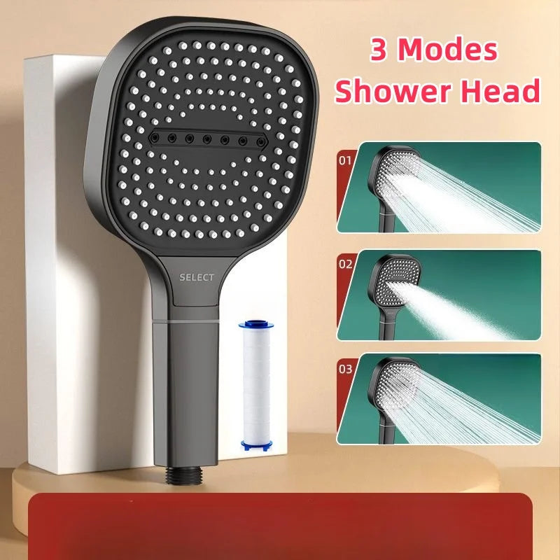 3 Modes Shower Head High Pressure Water Massage