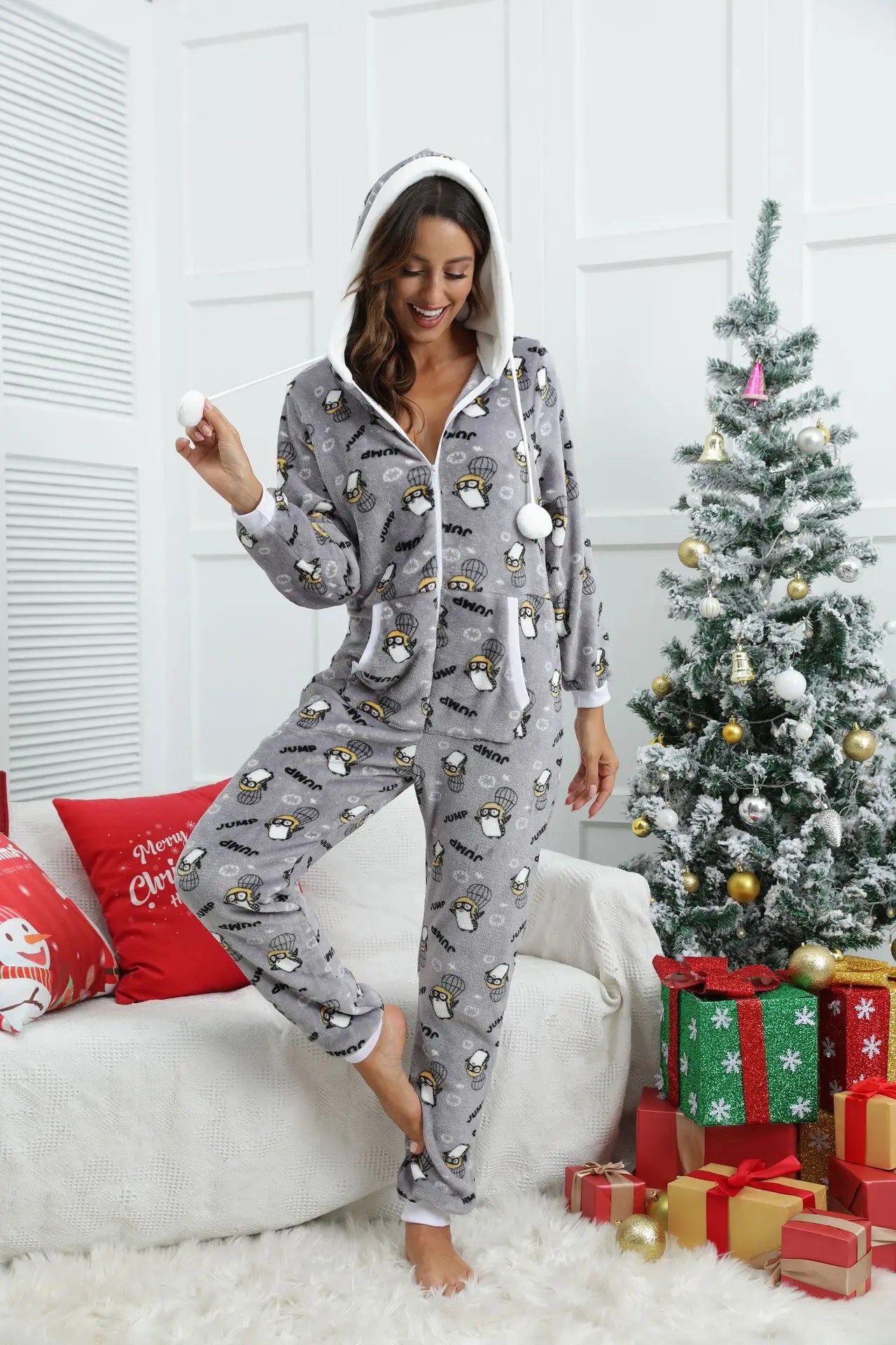 Autumn Women Pajama For Adults Leopard Onesie Ladies Sleepwear One-piece Jumpsuit Pajamas Nightwear