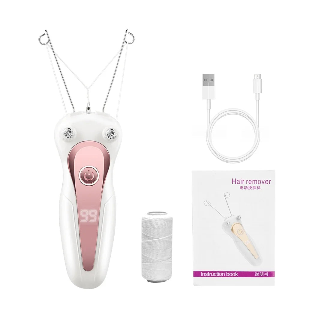 LCD Display Cotton Thread Epilator Electric Women Facial Hair Remover Defeather Instant Hair Removal Threading Depilation