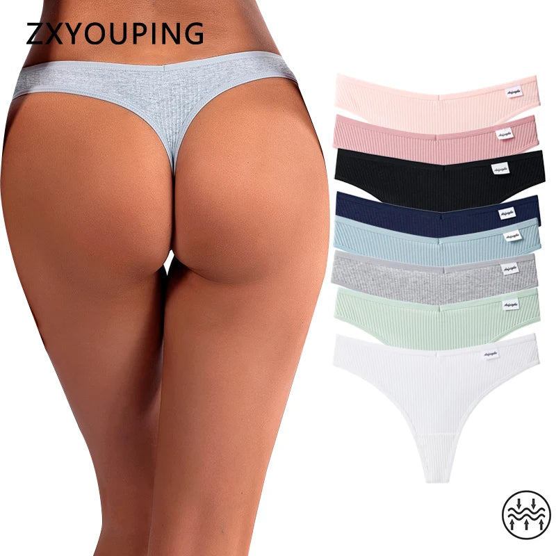 New Cotton Women Seamless G-String Thong Soft Comfort Low Waist T-Back Pantie Plain S-XXL Plus Size Lingere