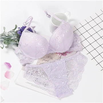 lingerie porno push up bra set intimates lace top and panties lace underwear set 3/4 cup underwear set women