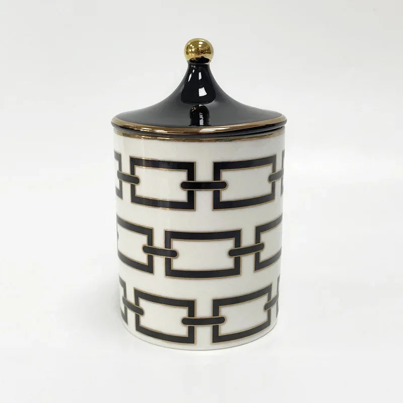 Gold Plated Stripe Ceramic Storage Jar