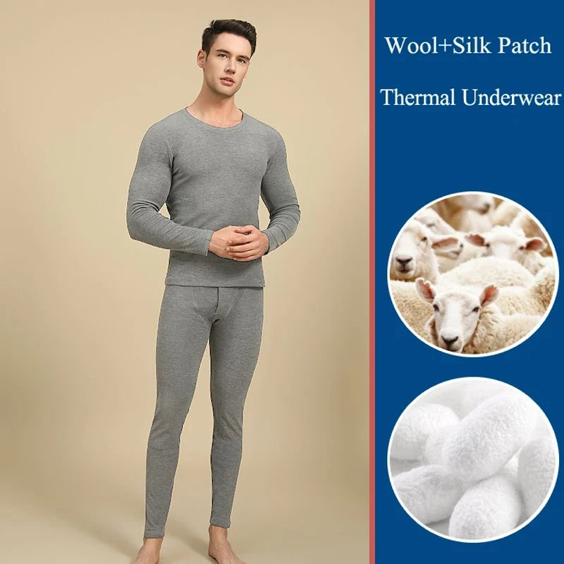 Thermal underwear Winter Warm Tops Cashmere Silk Patch