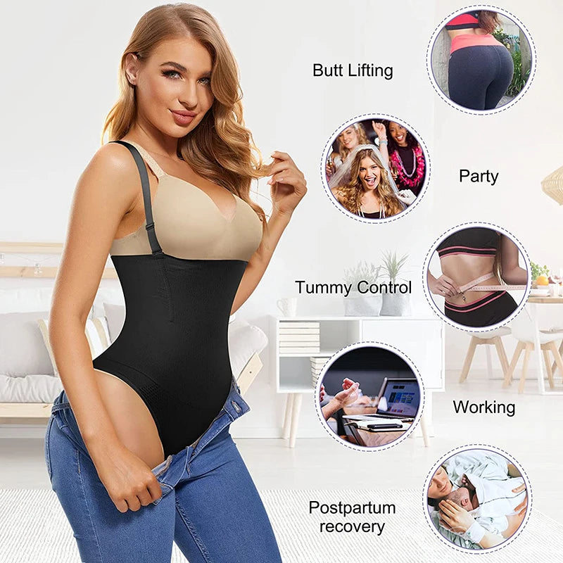 Thong Bodysuit Shapewear Women Underbust Body Shaper Tummy Control Slimming Underwear Push Up Butt Lifter Abdomen Shapers Corset