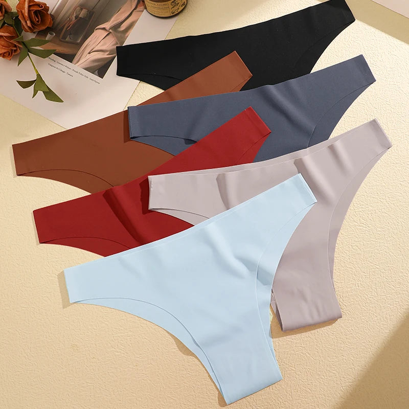 FINETOO 6Pcs/Set Ice Silk Seamless Underwear Low Waisted Brazilian Pants Breathable High Elasticity Lingerie Intimates Panties