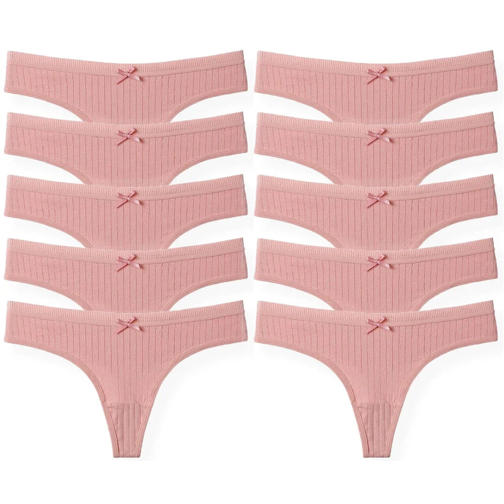 10 Pcs/Set Cotton Low Waist Panties G-Strings