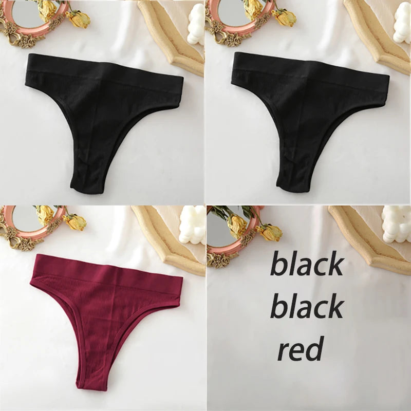 3PCS/Set High Waisted Seamless Women's Panties FINETOO Underwear Women Comfortable Female Underpants Solid Color Pantys Lingerie