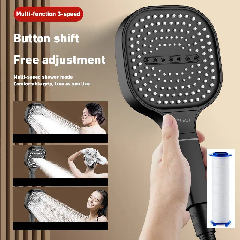 3 Modes Shower Head High Pressure Water Massage