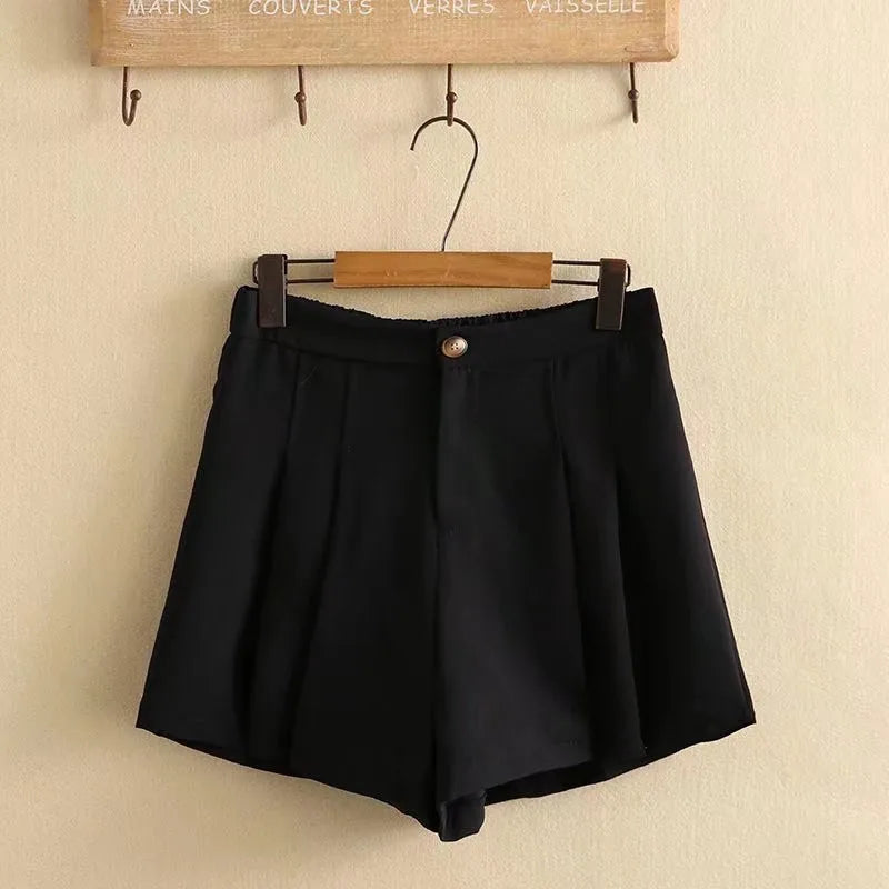 Plus Size Clothes For Women Summer Shorts High Waist Elastic Waist With Zippered Wide Leg Drooping Pleated Pants Large Size Pant