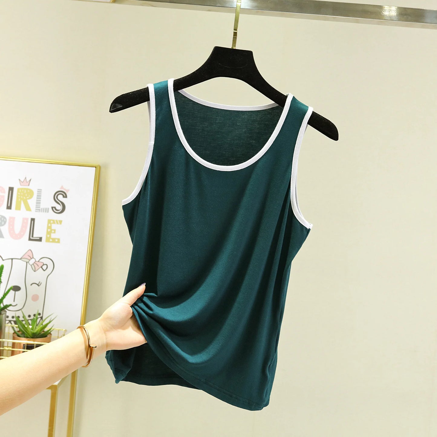 Summer Modal Tank tops O-neck Plus size solid color camis homewear tee tops sleeveless women's clothing