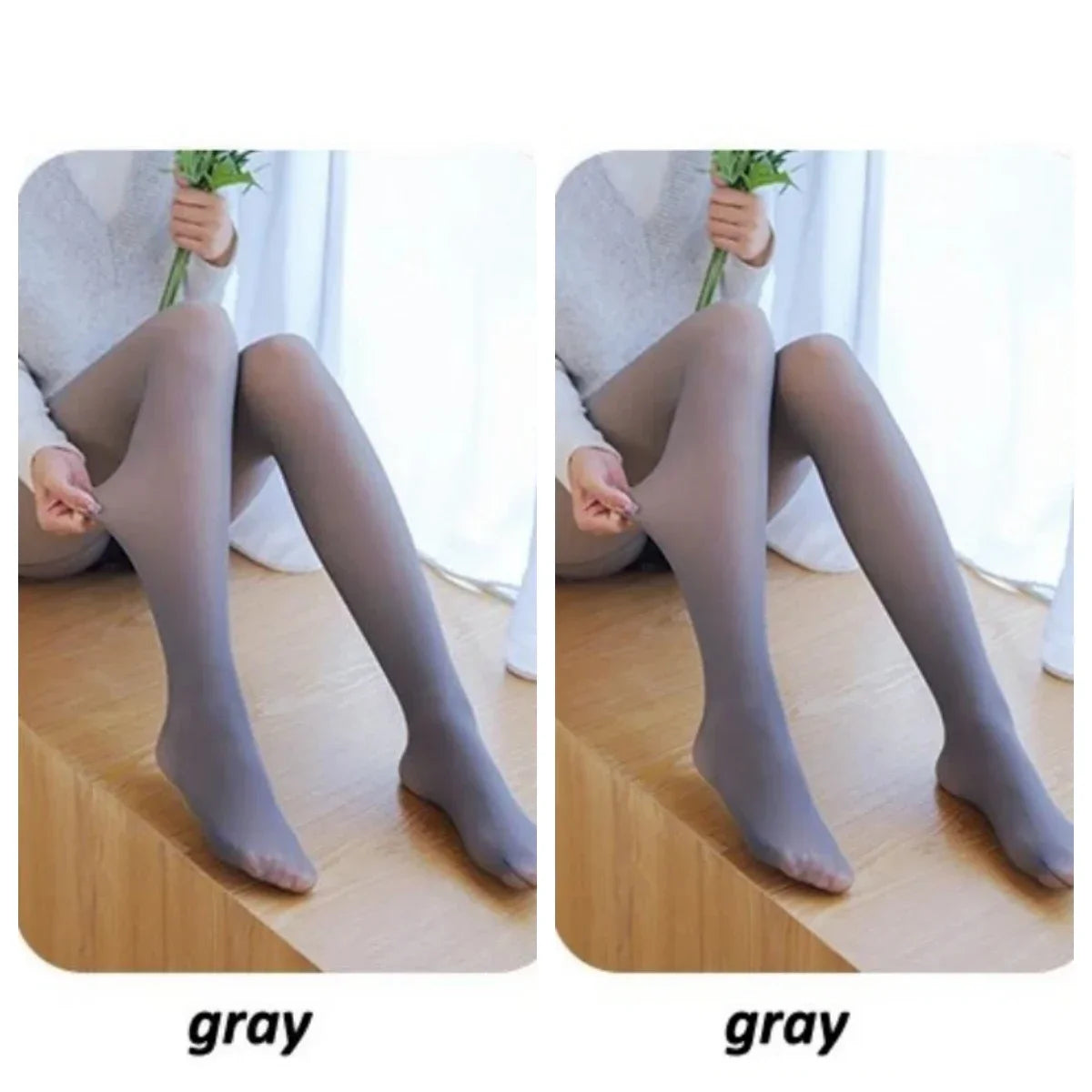 2PCS Plus Size Women's Fleece Warm Winter Tights Leggings Thick Fleece Panty Fake Translucent Pantyhose Thermal Stockings Woman