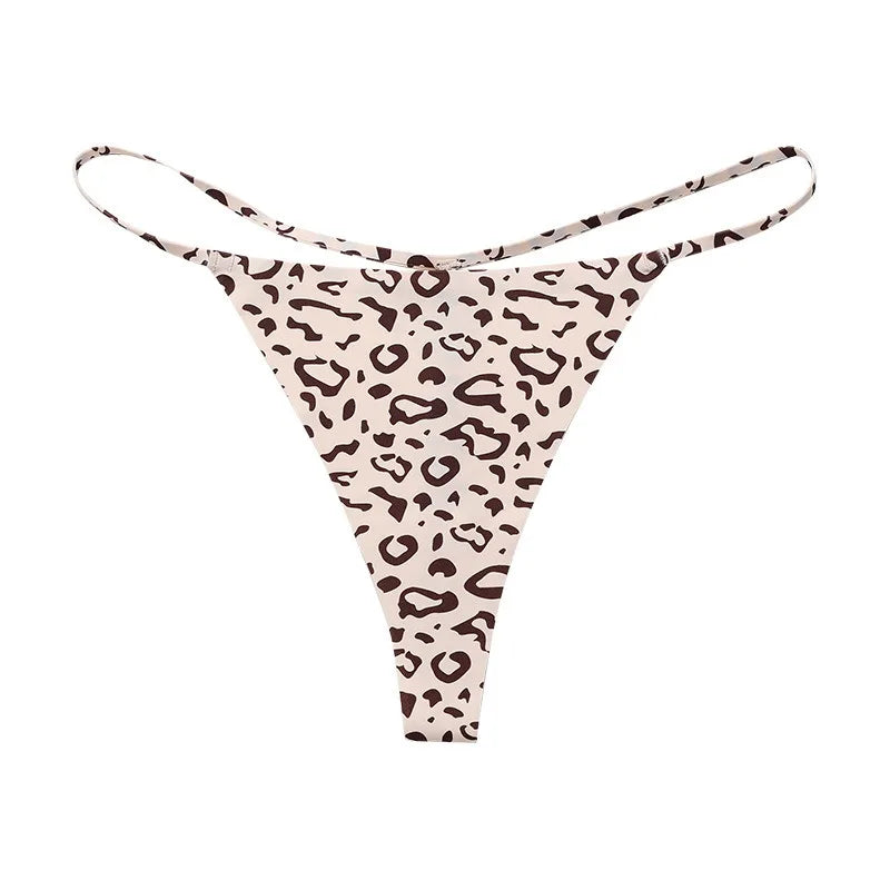 3 Pcs Non-trace Plus Size Panties Women's Low Waist Slim Antibacterial Hot Leopard Print Thong Panties