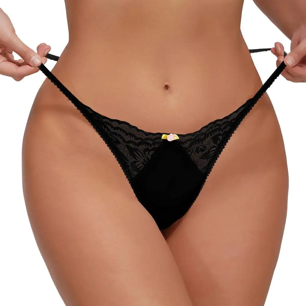 Women Panties High Waist Lace Hollow Out Elastic Seamless Anti-septic Spaghetti Strap Underpants