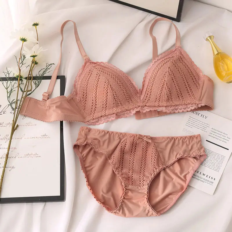 Cheap New Lace Embroidery Bra Set Women Push Up Underwear Set Bra and Panty Set Plus Size 70 75 80 85 90 ABC Cup Top For Female