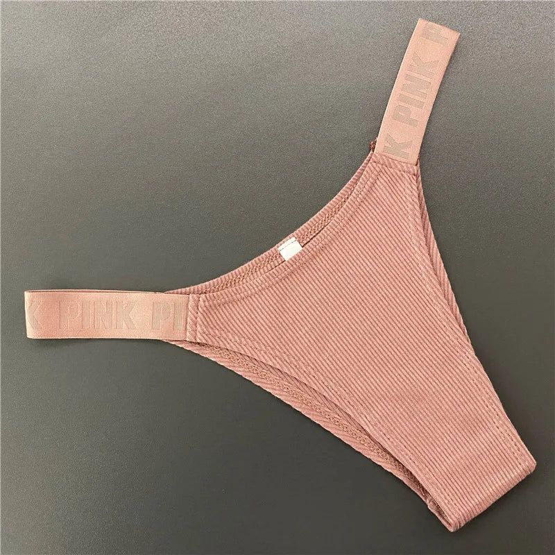 Cotton thong Women Briefs elastic comfy women‘s underwear ribbed high quality female panties low waist ladies lingerie g-strings