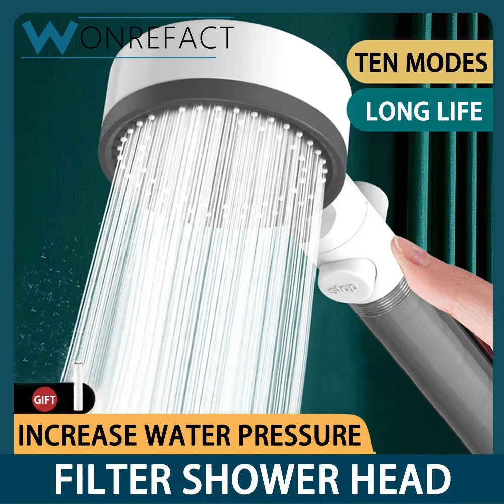 10 Mode Filter Shower Head Adjustable High Pressure