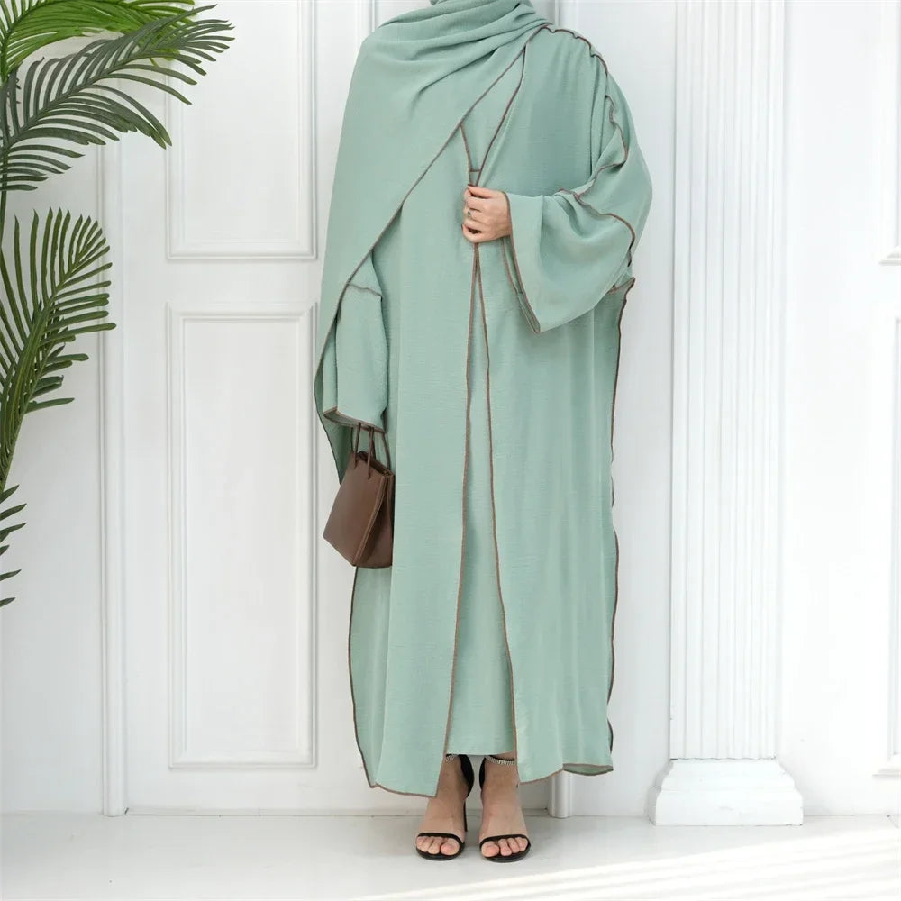 Modest Casual for Women Muslim Open Abaya Cardigan Maxi Dresses Turkey Arab Robe Eid Party Ramadan Dubai Kimono Caftan Jalabiya