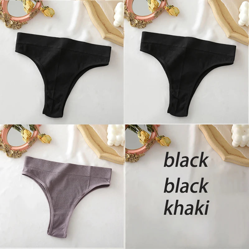 3PCS/Set High Waisted Seamless Women's Panties FINETOO Underwear Women Comfortable Female Underpants Solid Color Pantys Lingerie